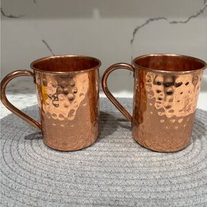 Hammered Copper Mugs Set